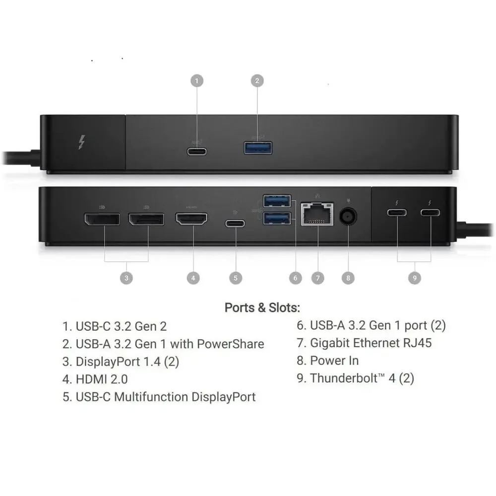 Open Box Dell Thunderbolt Dock Laptop Docking Station WD22TB4